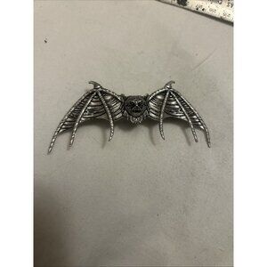 Goth Pewter Bat W/claws Halloween Hair Clip 4" Long Silver Color Metal Barrette